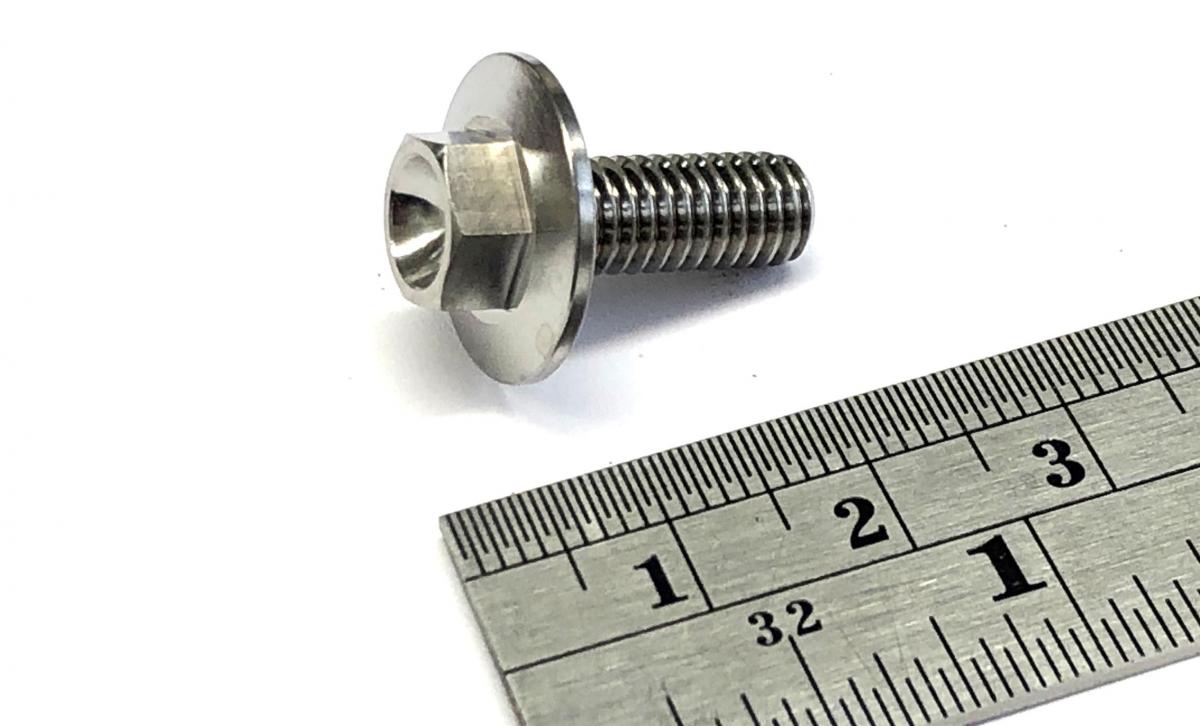 TITANIUM GR5 BOLT M6 x 15mm EACH, FLANGE OD: 15.90mm / HEX SIZE: 8mm, / PANEL BOLT FIXING PLASTIC thumbnail 3