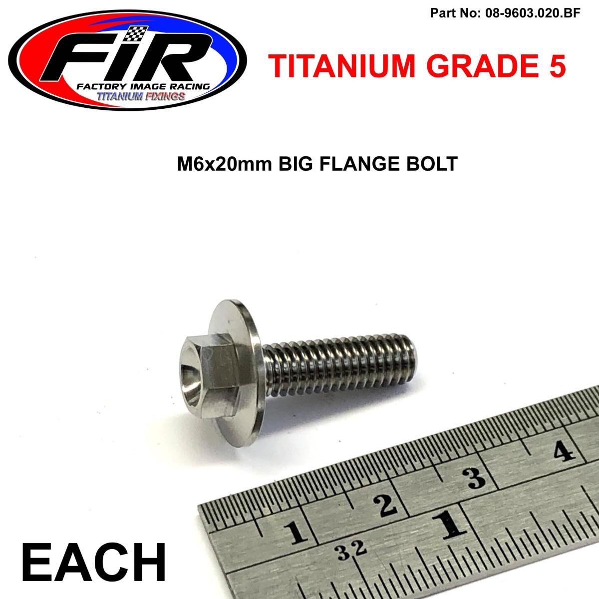 TITANIUM GR5 BOLT M6 x 20mm EACH, FLANGE OD: 15.90mm / HEX SIZE: 8mm, / PANEL BOLT FIXING PLASTIC image 1