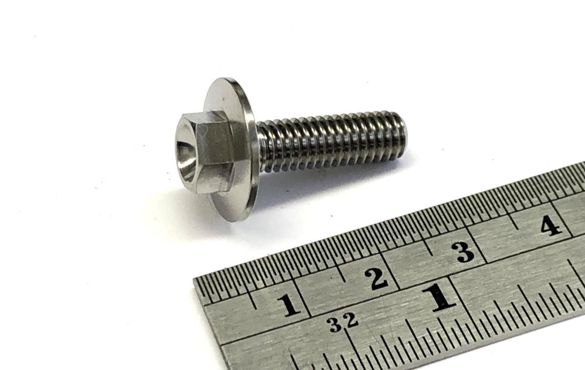 TITANIUM GR5 BOLT M6 x 20mm EACH, FLANGE OD: 15.90mm / HEX SIZE: 8mm, / PANEL BOLT FIXING PLASTIC thumbnail 3