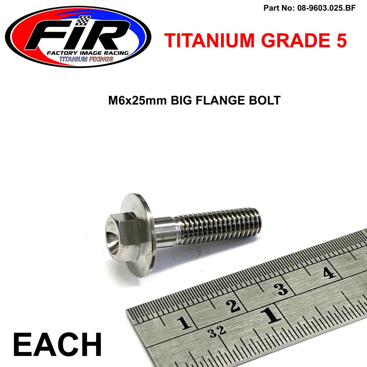 TITANIUM GR5 BOLT M6 x 25mm EACH, FLANGE OD: 15.90mm / HEX SIZE: 8mm, / PANEL BOLT FIXING PLASTIC image 1