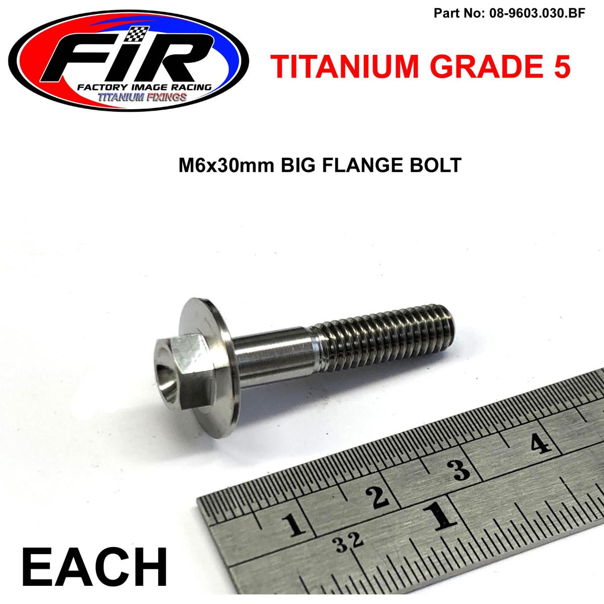 TITANIUM GR5 BOLT M6 x 30mm EACH, FLANGE OD: 15.90mm / HEX SIZE: 8mm, / PANEL BOLT FIXING PLASTIC image 1