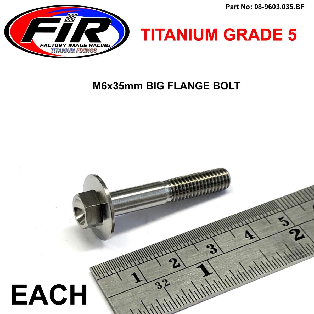 TITANIUM GR5 BOLT M6 x 35mm EACH, FLANGE OD: 15.90mm / HEX SIZE: 8mm, / PANEL BOLT FIXING PLASTIC image 1