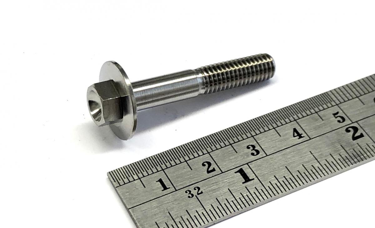 TITANIUM GR5 BOLT M6 x 35mm EACH, FLANGE OD: 15.90mm / HEX SIZE: 8mm, / PANEL BOLT FIXING PLASTIC thumbnail 3