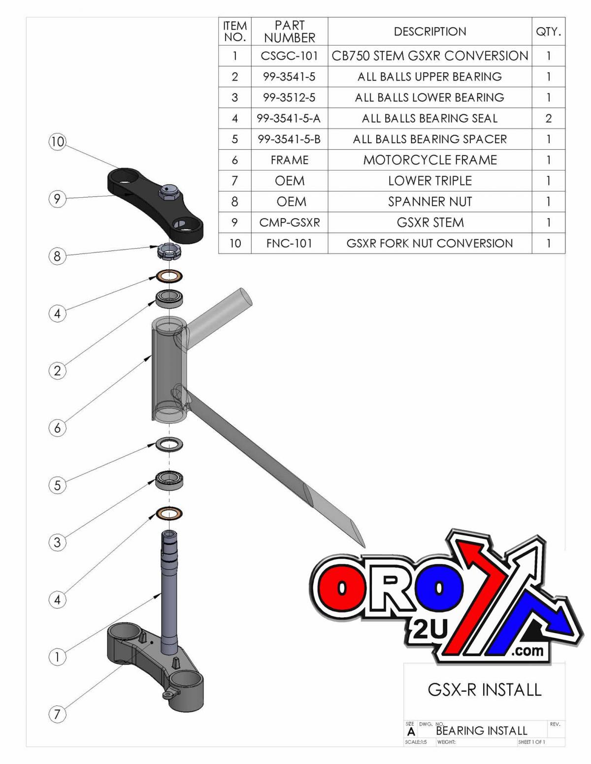 BEARING TAPER & SEAL KIT, ALLBALLS 99-3541-5, 30x48.5x15 thumbnail 6