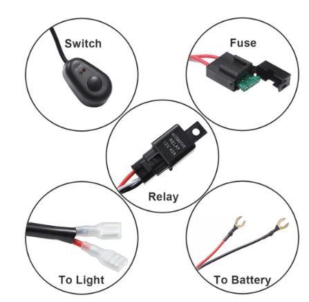 UNIVERSAL LED SPOT LIGHT BAR WIRING LOOM, FUSE / RELAY / CONNECTORS / SWITCH thumbnail 2