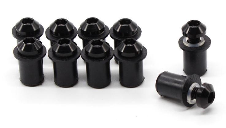 WINDSHIELD BOLT KIT BLACK M5 X 16mm (PACK OF 10) INCLUDES WASHERS AND WELL NUTS image 1