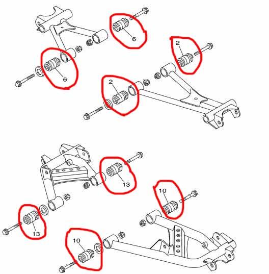 BUSHING A-ARM SUSPENSION PK8 YAMAHA RHINO 450 700 GRIZZLY 660 BIG BEAR 400 KODIAK 4WV-23526-00-00 thumbnail 5