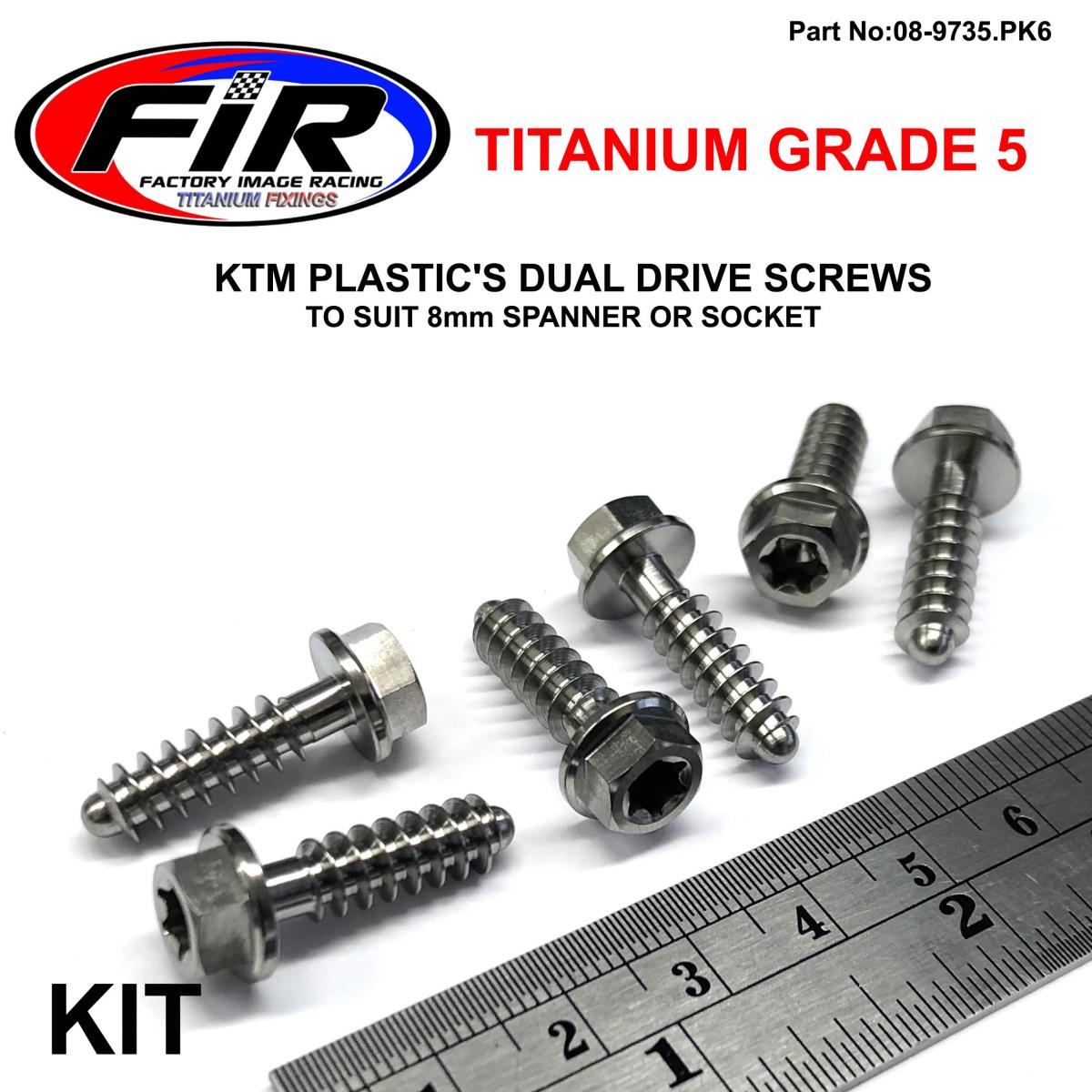 GR5 DUAL/D KTM SCREW 6x20mm PK6, TITANIUM / KTM OEM 0017060206, SUIT 8MM SPANNER & TORX T30 image 1