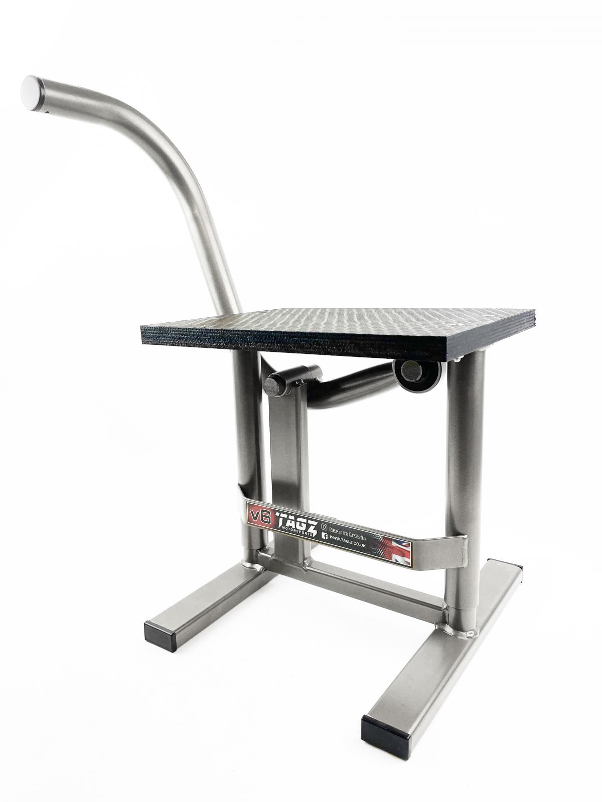 HD JACK-UP-STAND TWIN LEG v5, MX & ENDURO 125>625CC SILVER, LARGE STAND 440mm HIGH MX image 1