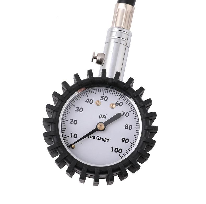 TYRE PRESSURE GAUGE WITH HOSE, 0-30PSI / 360° SWIVEL CHUCK / 45° HEAD thumbnail 3