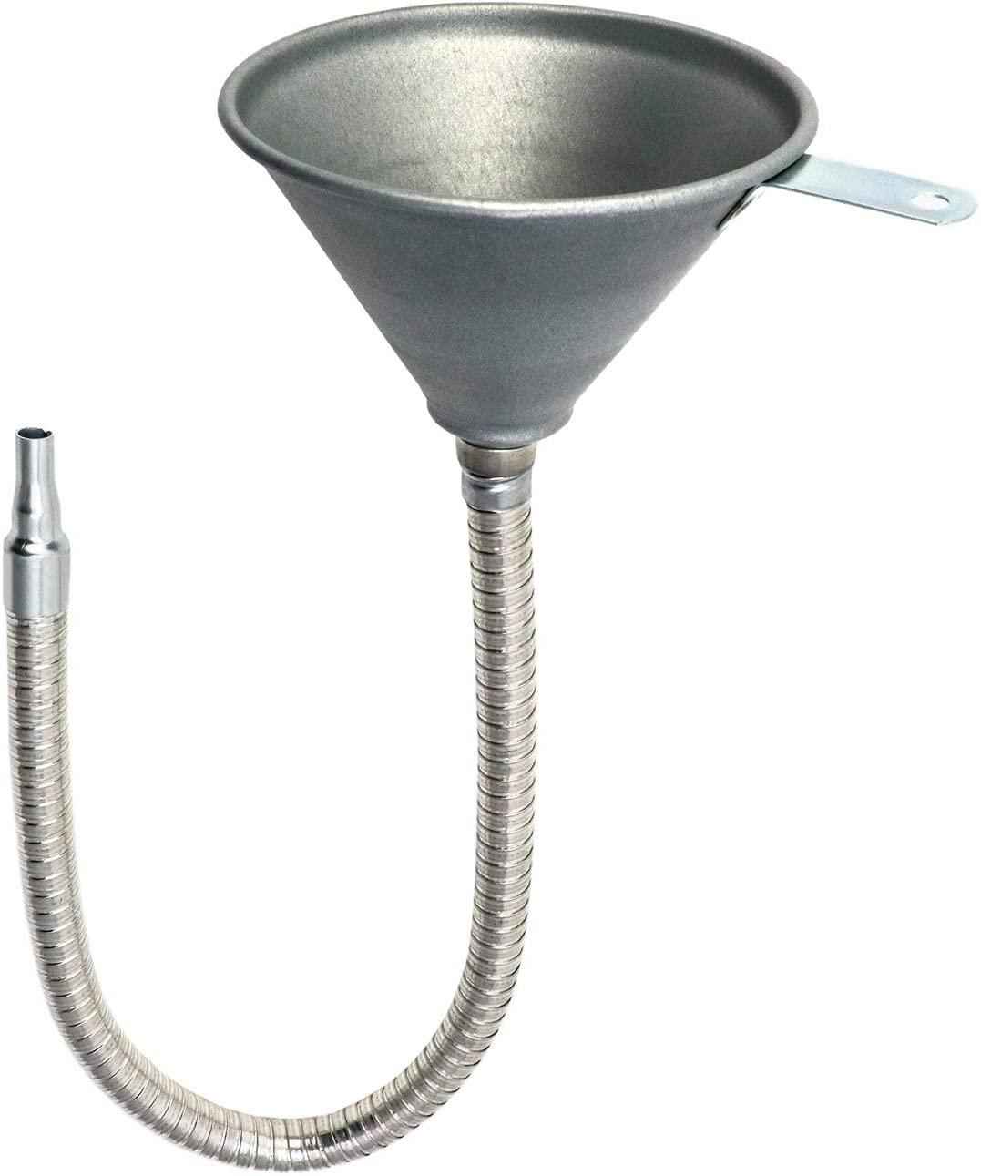METAL FLEXIBLE SHAFT FUNNEL, MESH FILTER / 370MM LONG / BENDABLE