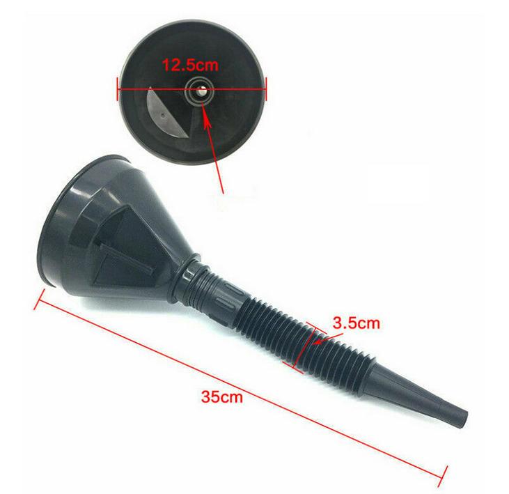 PLASTIC FLEXIBLE FUNNEL BLACK, 290MM LONG WITH FILTER MESH thumbnail 3