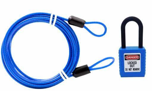 HD CABLE WIRE 2000mm + PADLOCK BLUE image 1