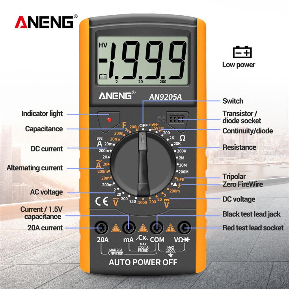 Digital Multimeter 3 1/2 LCD Display, Voltmeter Ammeter Resistance Tester thumbnail 2
