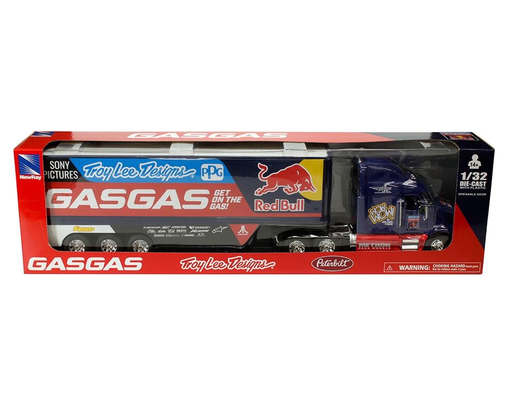 MODEL GASGAS RED BULL TEAM TRUCK, PETERBILT TROY LEE DESIGNS 1:32 SCALE, NEWRAY 11053 thumbnail 2