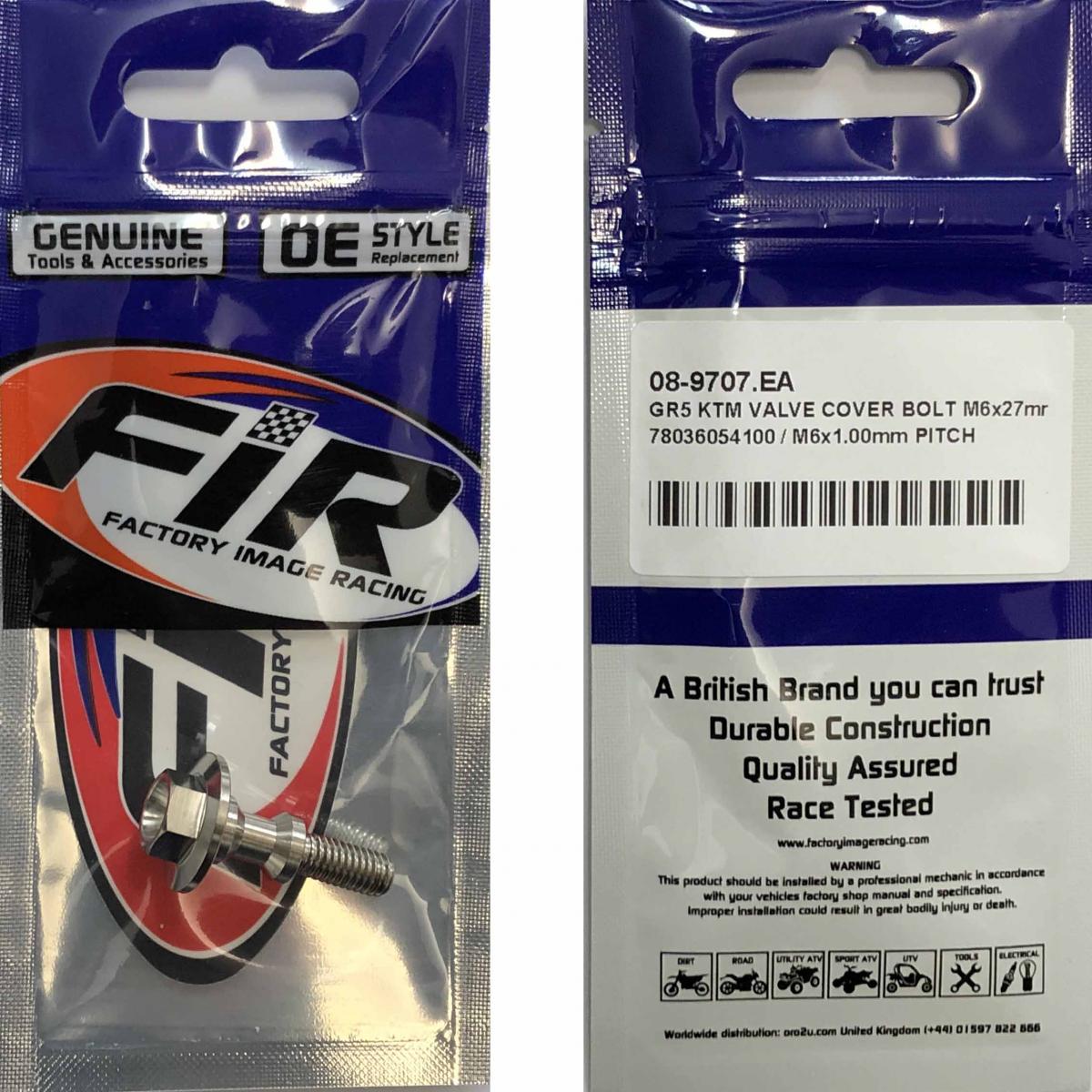 GR5 KTM VALVE COVER BOLT M6x27mm, 78036054100 / M6x1.00mm PITCH, / EACH thumbnail 2