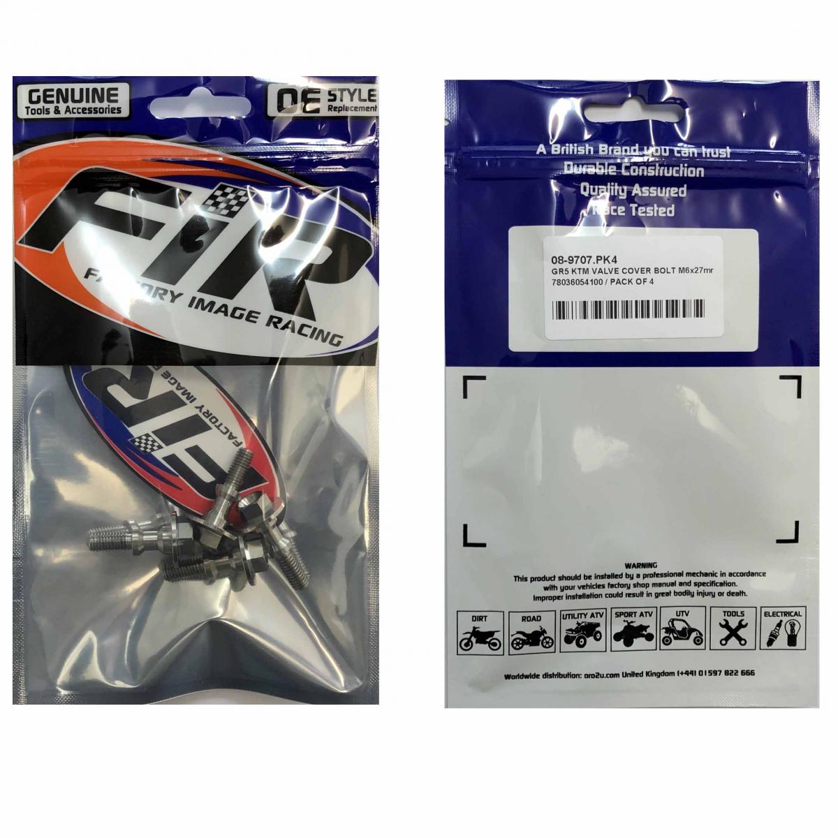 GR5 KTM VALVE COVER BOLT M6x27mm, 78036054100 / PACK OF 4, / M6x1.00mm PITCH thumbnail 2