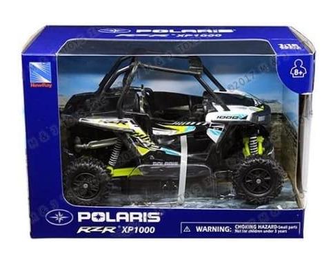 MODEL DIE CAST POLARIS RZR XP1000, BLACK, WHITE & GREEN, SCALE 1:18, NEWRAY 57593C thumbnail 2