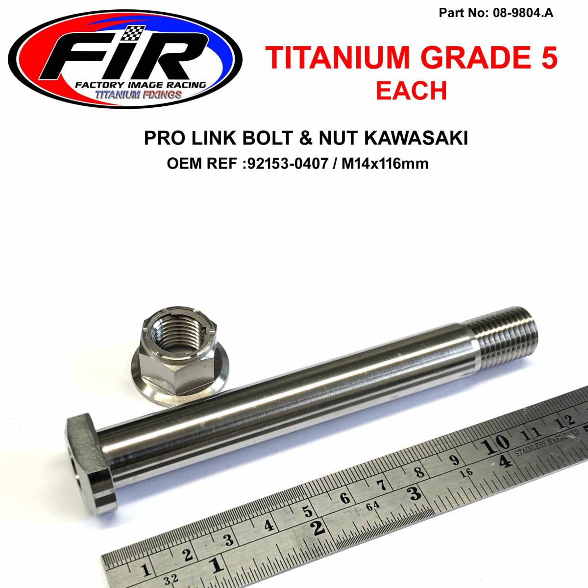 GR5 BOLT M14x116mm KAWASAKI, 92153-0407 & 92015-1401 EACH, TITANIUM FACTROY IMAGE RACING image 1