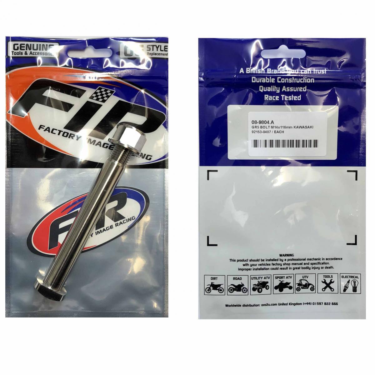 GR5 BOLT M14x116mm KAWASAKI, 92153-0407 & 92015-1401 EACH, TITANIUM FACTROY IMAGE RACING thumbnail 3