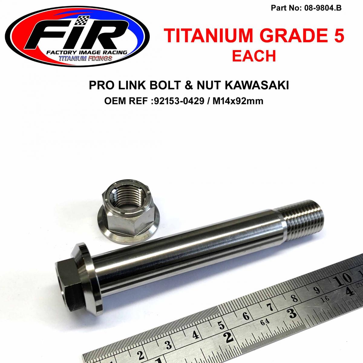GR5 BOLT M14x92mm KAWASAKI, 92153-0429 & 92015-1401 EACH, TITANIUM FACTROY IMAGE RACING image 1
