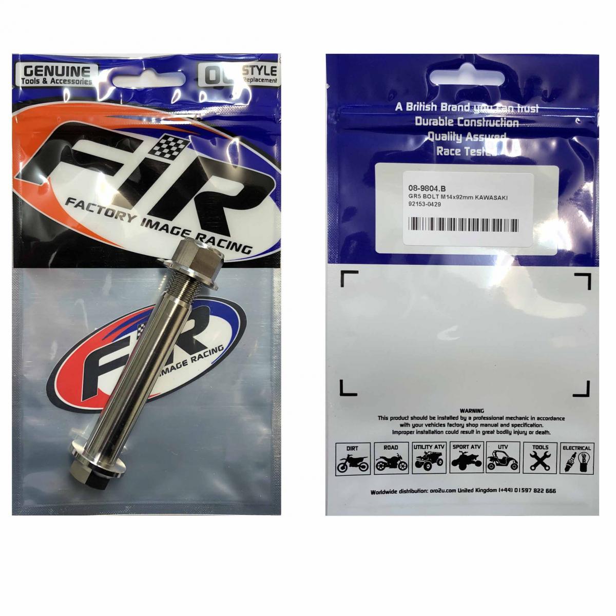 GR5 BOLT M14x92mm KAWASAKI, 92153-0429 & 92015-1401 EACH, TITANIUM FACTROY IMAGE RACING thumbnail 3