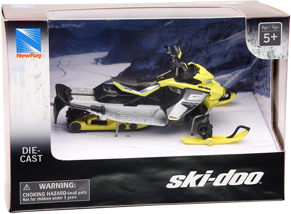 MODEL DIE CAST CANAM SKIDOO MXZ X-RS, SNOWMOBILE, YELLOW & BLACK, SCALE 1:20, NEWRAY 58203 thumbnail 2