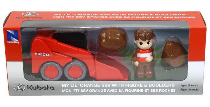 MODEL KUBOTA LITTLE ORANGE SKID, LOADER & BOULDERS SET, SCALE 1:18, NEWRAY SS-33083 thumbnail 2