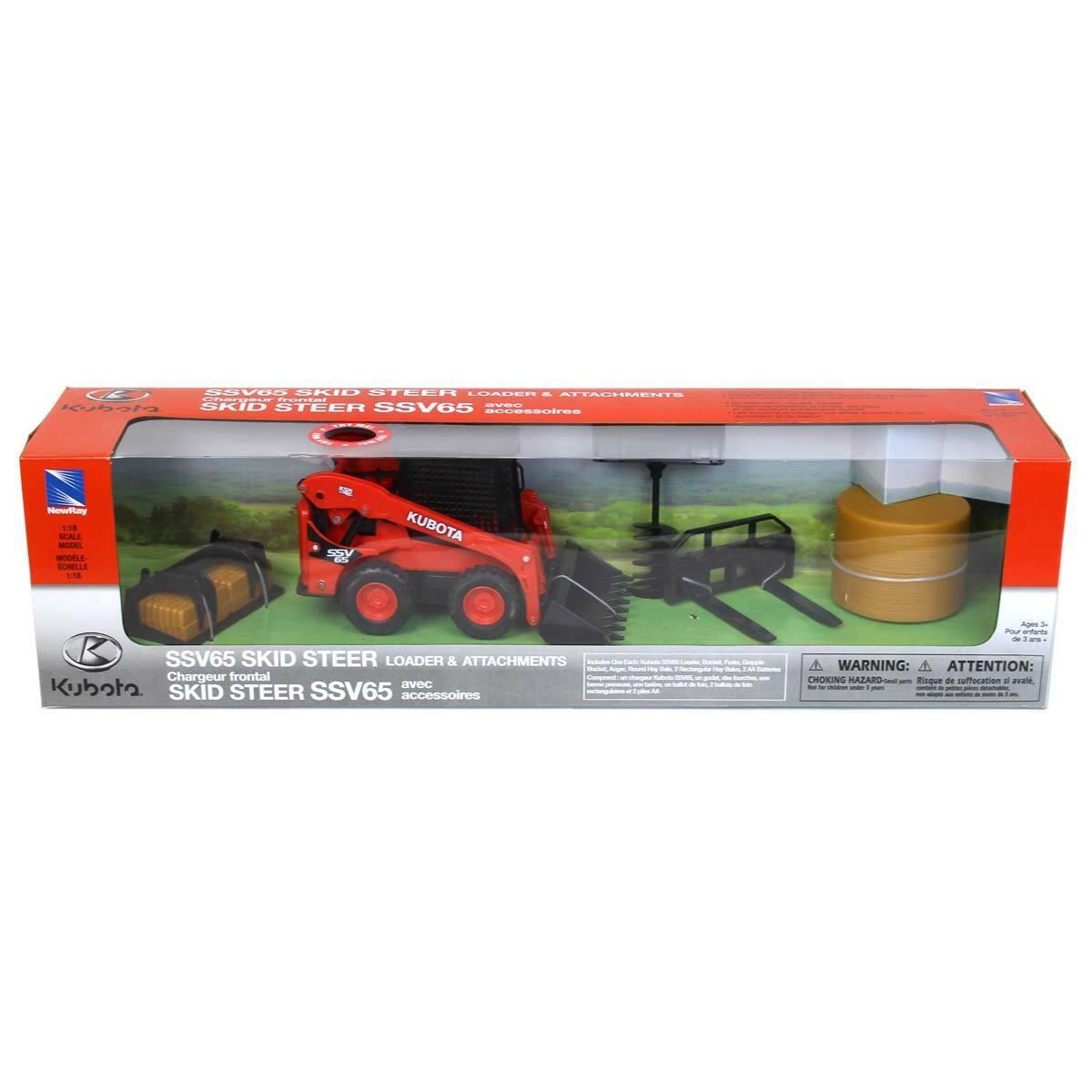 MODEL KUBOTA SSV65 SKID LOADER & PARTS, B/O LIGHT & SOUND (TRY ME), SCALE 1:18, NEWRAY SS-33133D thumbnail 2