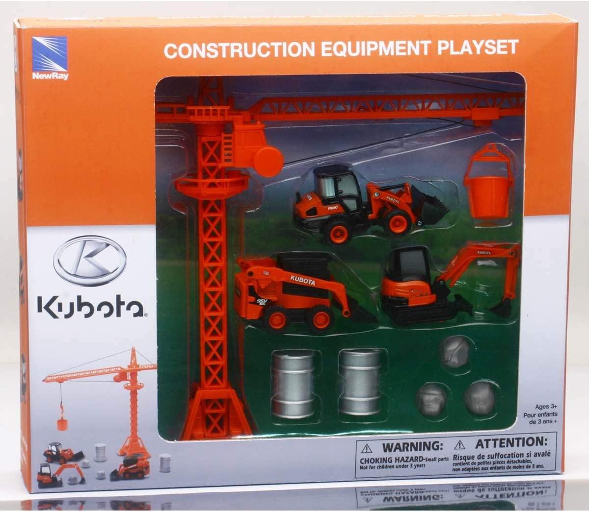MODEL DIE CAST KUBOTA CONSTRUCTION, VEHICLES WITH CRANE SET, SCALE 1:64, NEWRAY SS-33563 thumbnail 2