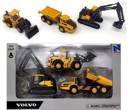 MODEL DIE CAST VOLVO CONSTRUCTION, VEHICLE 3 PACK SET, 5.5 INCH, SCALE 1:64, NEWRAY 32095 thumbnail 3