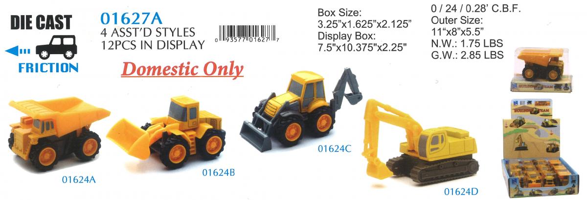 MODEL DIE CAST MINI CONSTRUCTION VEHICLES, PULL-BACK, 4 STYLES, 12 PIECES, SCALE 1:32, NEWRAY 01627A 01624A 01624B 01624C 01624D thumbnail 3