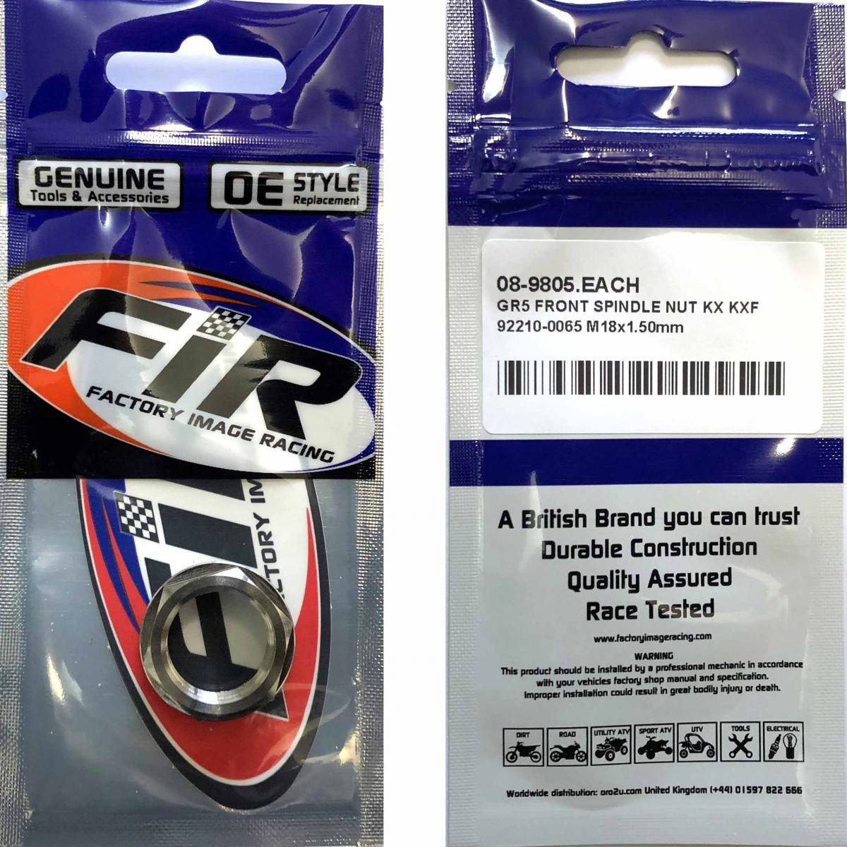 GR5 FRONT SPINDLE NUT KX KXF, 92210-0065 M18x1.50mm, TITANIUM FACTROY IMAGE RACING thumbnail 2