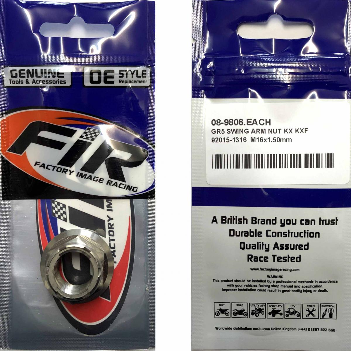 GR5 SWING ARM NUT KX KXF, 92015-1316 M16x1.50mm, TITANIUM FACTROY IMAGE RACING thumbnail 2