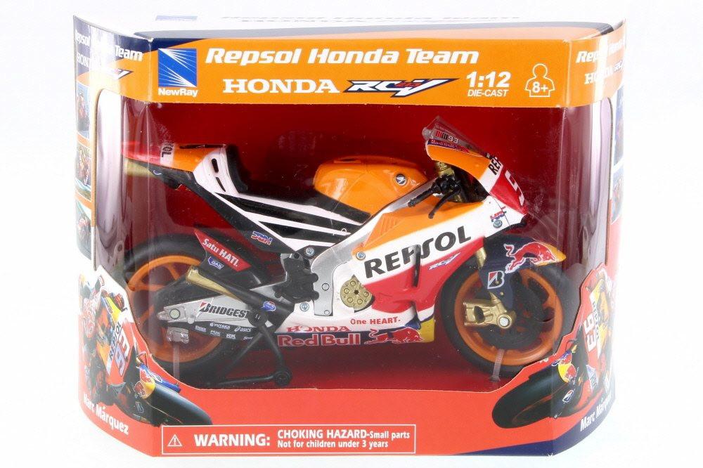 MODEL DIE CAST REPSOL HONDA TEAM, RC213V MARC MARQUEZ #93, SCALE 1:12, NEWRAY 57753 thumbnail 2