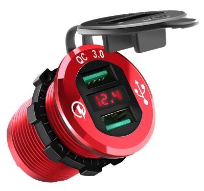 QUICK CHARGING SOCKET 3.0 DUAL USB RED image 1