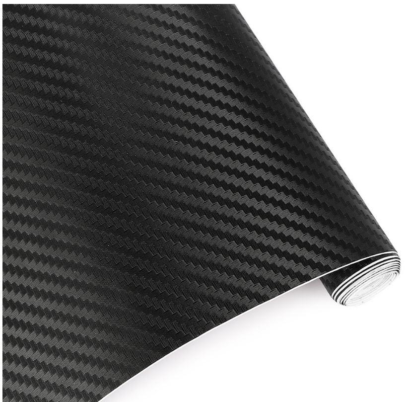 CARBON FIBER DECAL 30x127cm BLACK 3D VINYL SHEET thumbnail 2