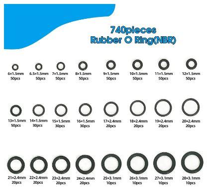 BOX MIXED O-RING NITRILE KIT 740pcs 6.5-28mm MX ATV UTV ROAD BIKES thumbnail 2