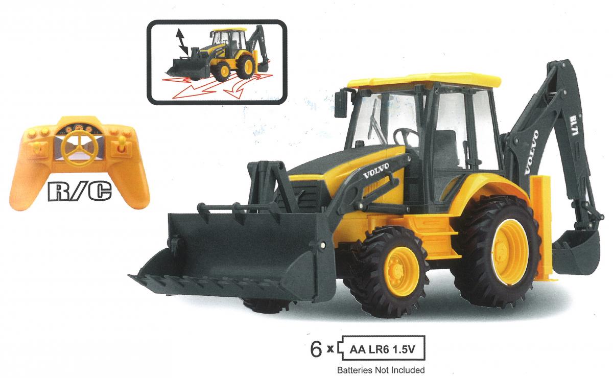 MODEL VOLVO BACKHOE LOADER YELLOW & BLACK BL71 R/C SCALE 1:18 NEWRAY 87913A thumbnail 2