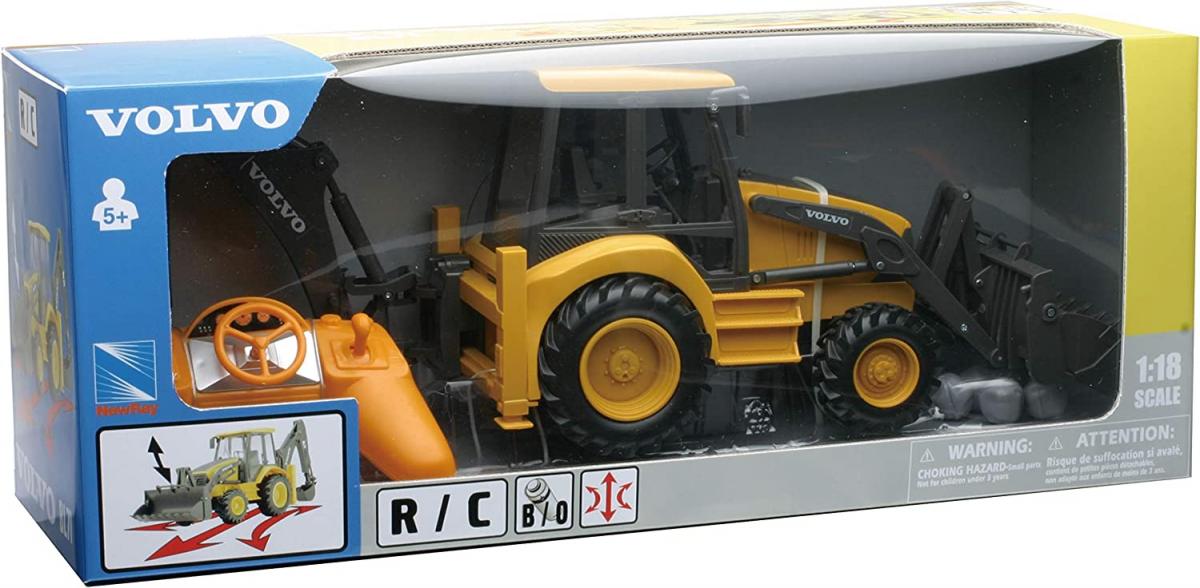 MODEL VOLVO BACKHOE LOADER YELLOW & BLACK BL71 R/C SCALE 1:18 NEWRAY 87913A thumbnail 3