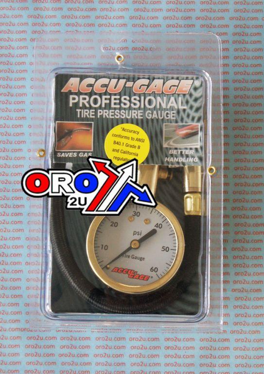 TYRE PRESSURE GAUGE 60 PSI, WITH HOSE & BLEED 45* TIP, ACCU-GAGE H60XA thumbnail 2