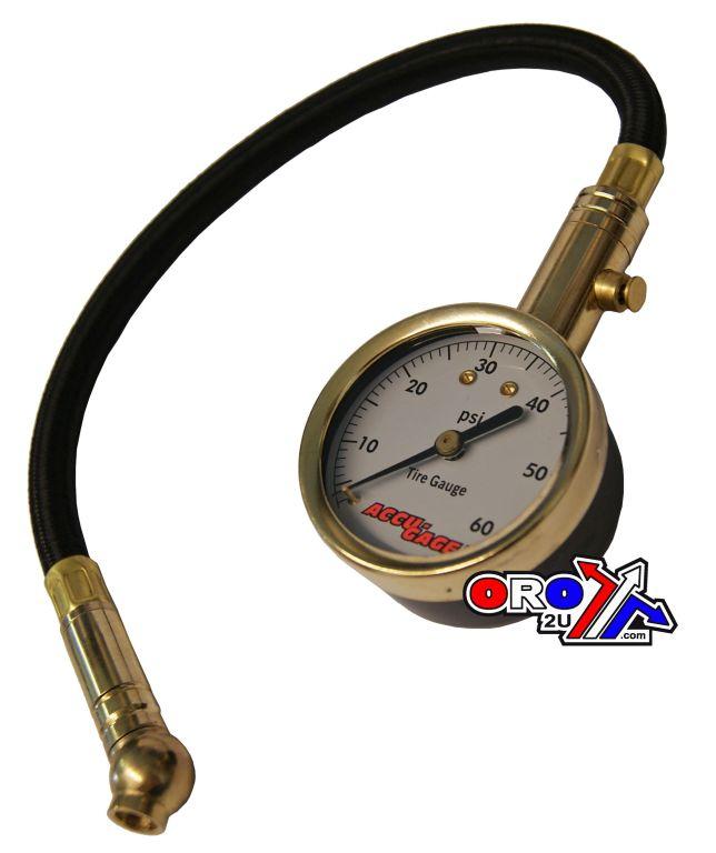 TYRE PRESSURE GAUGE 60 PSI, WITH HOSE & BLEED 45* TIP, ACCU-GAGE H60XA thumbnail 3