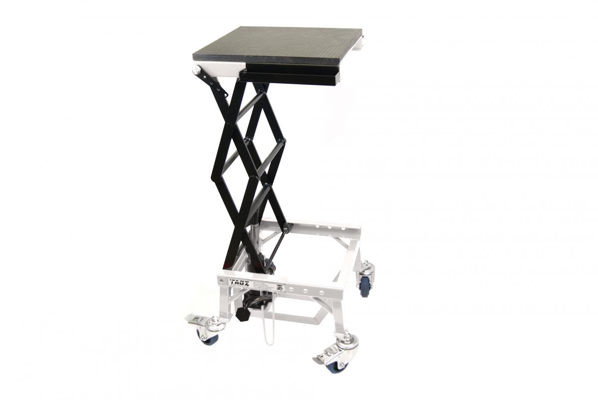 TAGZ WHEEL ABOUT LIFT 150KG (FREIGHT), WHITE/BLACK HYDRAULIC SCISSOR STAND, MAX LIFT WEIGHT 150KG image 1