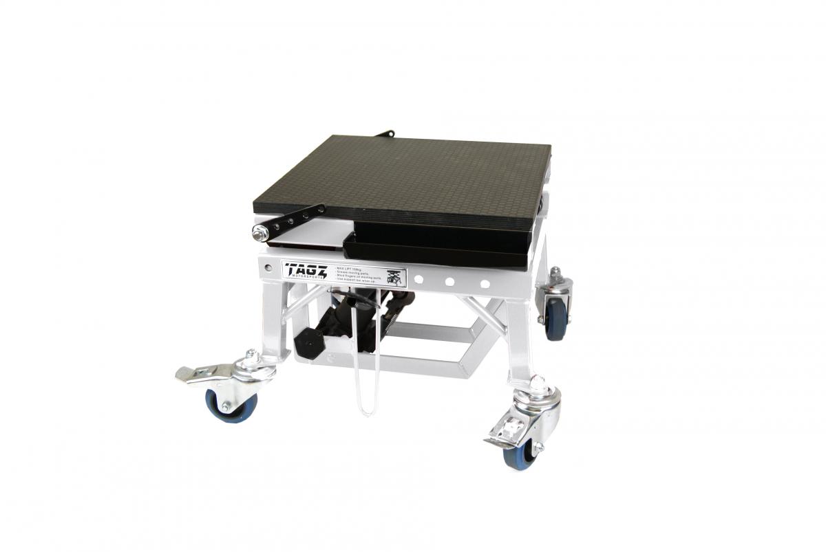 TAGZ WHEEL ABOUT LIFT 150KG (FREIGHT), WHITE/BLACK HYDRAULIC SCISSOR STAND, MAX LIFT WEIGHT 150KG thumbnail 2