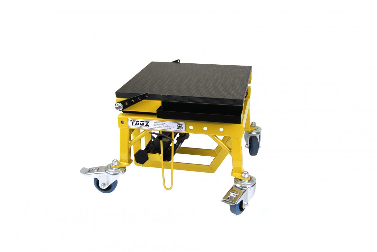 TAGZ WHEEL ABOUT LIFT 150KG (FREIGHT), YELLOW/BLACK HYDRAULIC SCISSOR STAND, MAX LIFT WEIGHT 150KG thumbnail 2