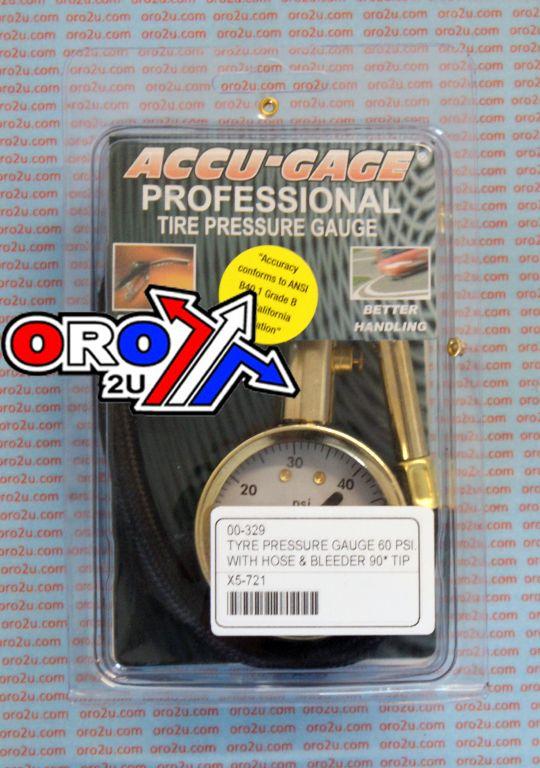 TYRE PRESSURE GAUGE 60 PSI., WITH HOSE & BLEEDER 90* TIP, RA60X thumbnail 2
