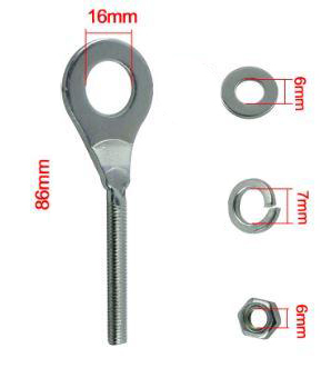 16mm M6 CHAIN ADJUSTER TENSIONER (EACH) STEEL BZP 40543-437-000/95014-12100 thumbnail 2