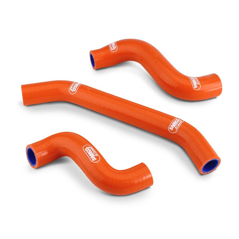 COOLANT HOSE 3 PIECE KIT ORANGE KTM HUSQ GAS 450 500 501 OEM DESIGN SAMCO KTM-130-OR image 1