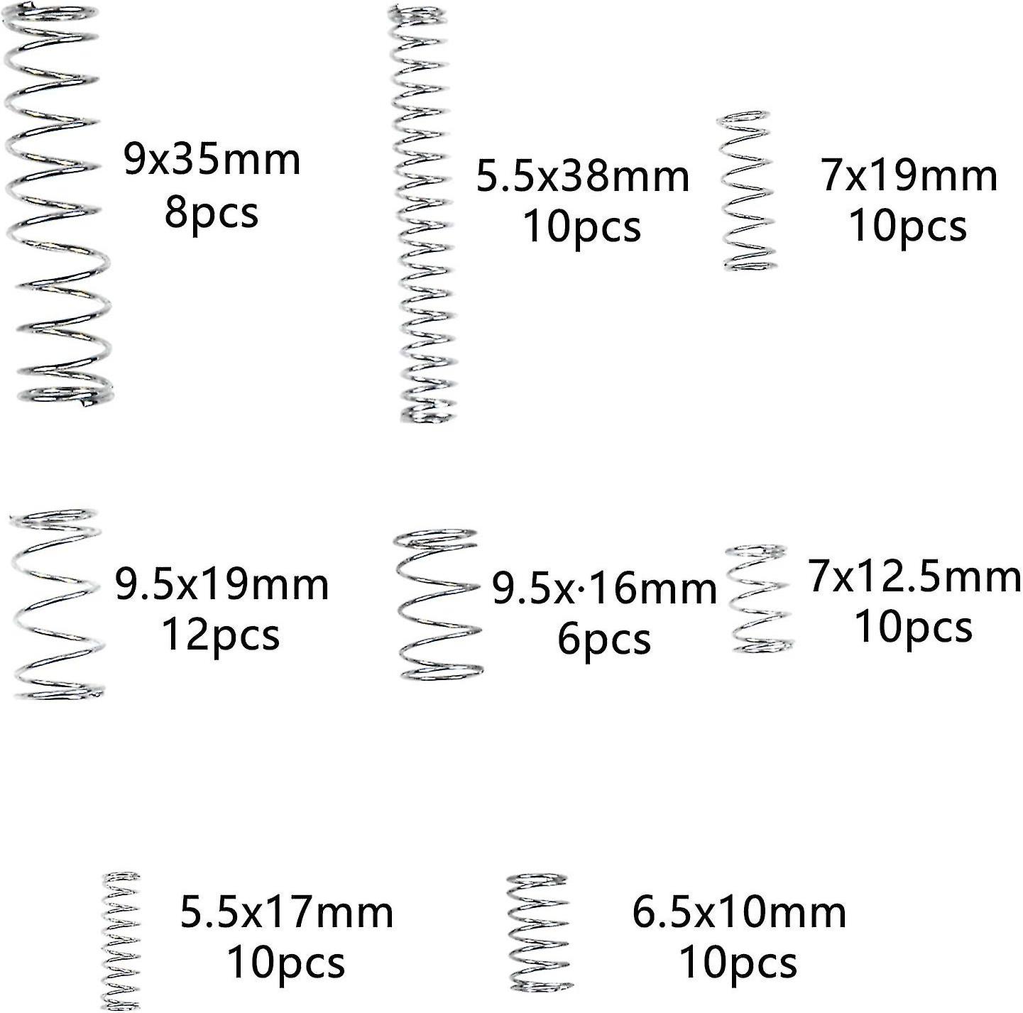 SPRING ASSORTMENT KIT 200PC ZINC PLATED STEEL EXTENSION COMPRESSION 20 SIZES thumbnail 3