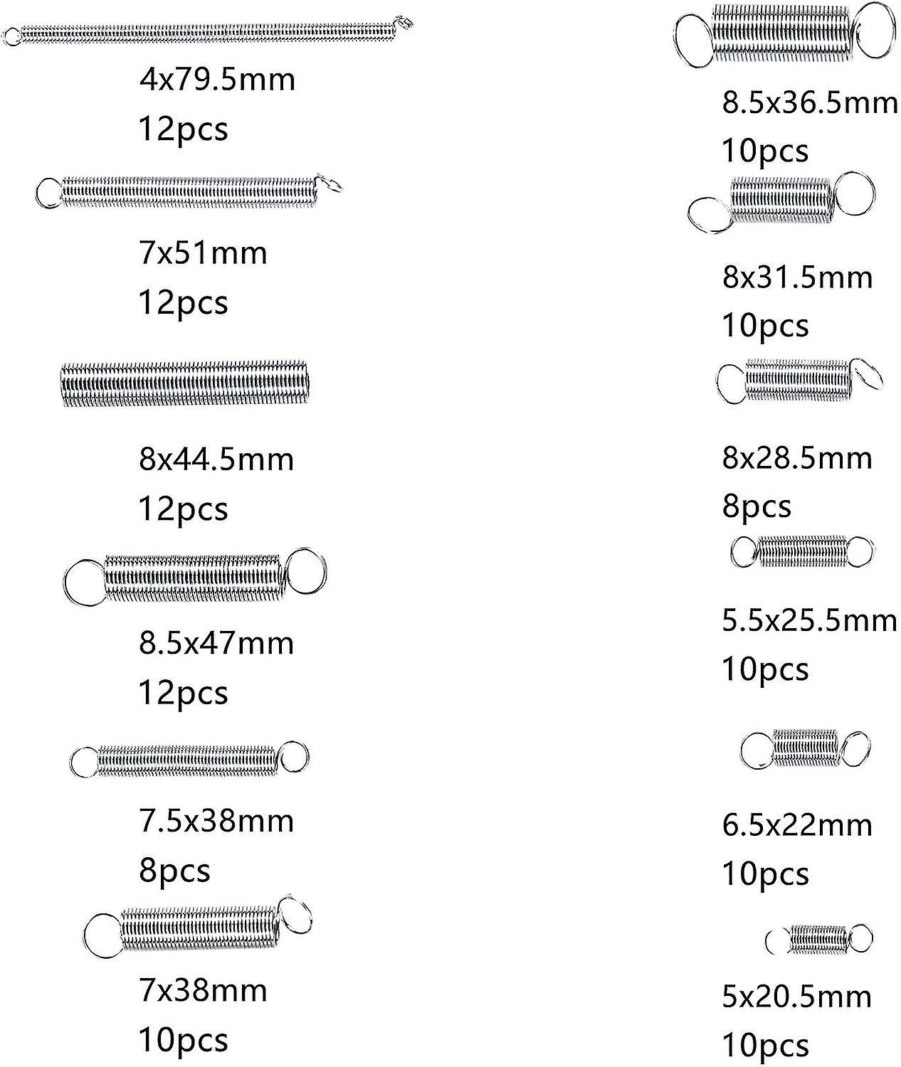 SPRING ASSORTMENT KIT 200PC ZINC PLATED STEEL EXTENSION COMPRESSION 20 SIZES thumbnail 4